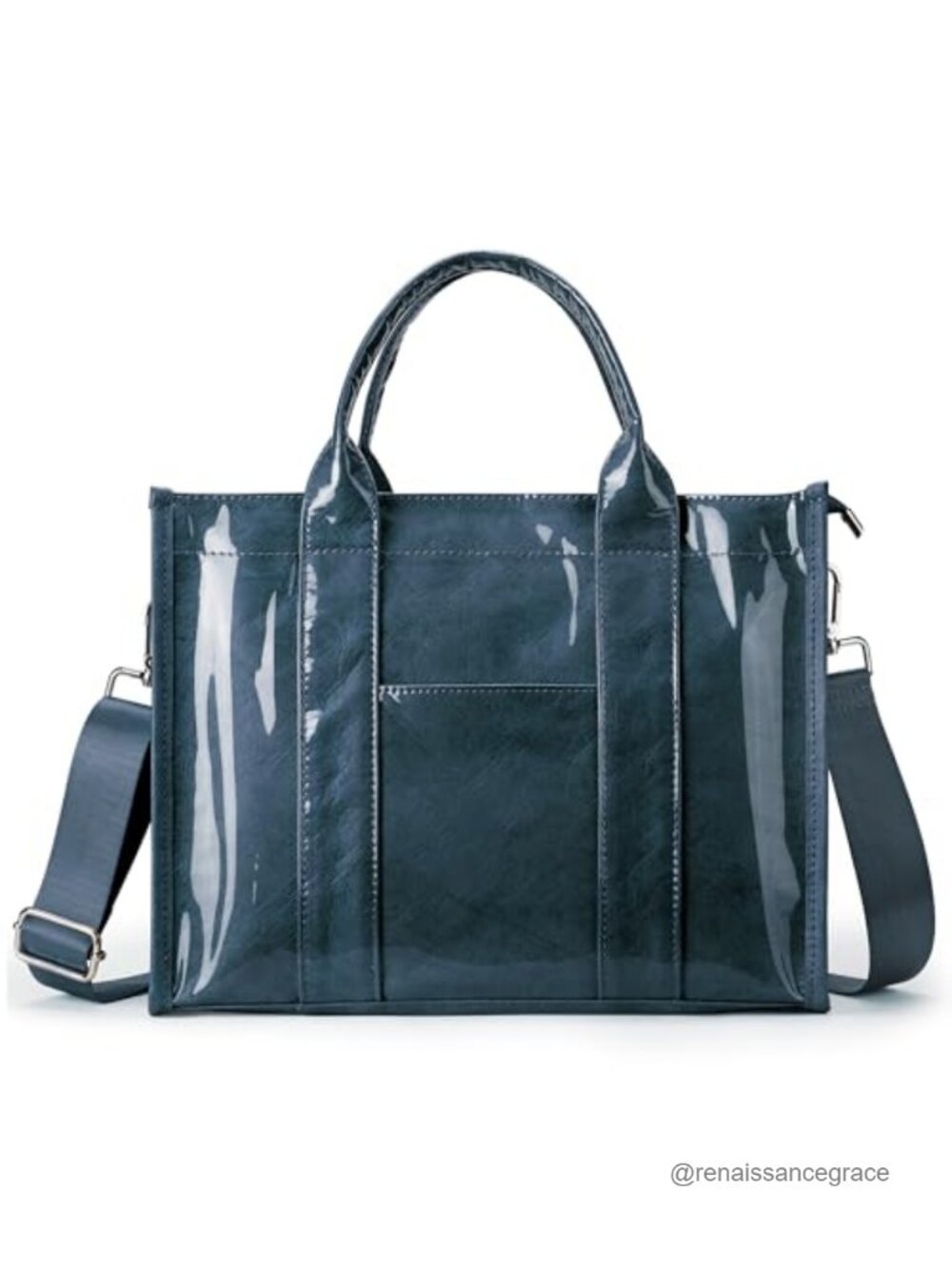 PVC Tote Bag Women Kraft Paper Large Purse Zipper Shoulder Crossbody Bag Travel